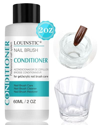 LOUINSTIC Nail Art Brush Cleaner 2 oz - Nail Brush Cleaner and Conditioner for Solid Gel Polish/Nail Extension Gel/Acrylic Nail Brushes, Quickly and Easily Acrylic Nail Brush Cleaner and Restorer - Image 1