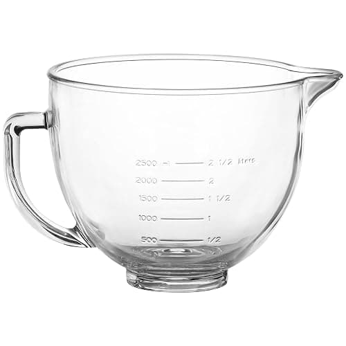 MOLIGOU Glass Mixing Bowl Compatible with Kitchenaid 4.5 and 5 Quart Tilt-Head Stand Mixers, 5 Quart Glass Mixer Bowl with Handle and Pour Spout - Image 1