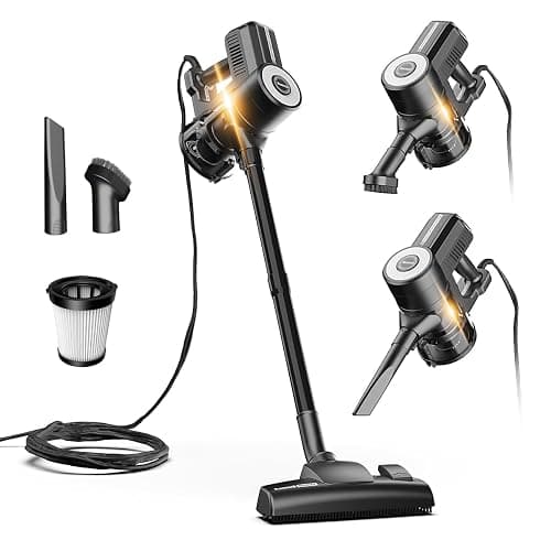Roomie Tec Corded Stick Vacuum Cleaner - 450W, Lightweight 2-in-1 Handheld with Powerful Suction, Bagless HEPA Filter, Large Dust Capacity (Black) - Image 1