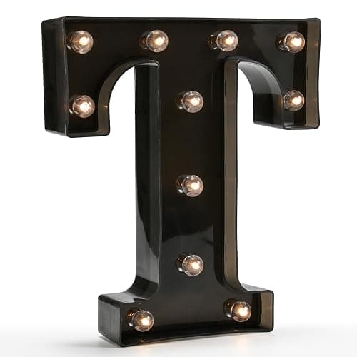 OYCBUZO Light Up Black Alphabet Marquee Letters Sign LED Marquee Number Lights Sign for Night Light Home Bar Christmas Lamp Birthday Party Wedding Decoration T - Image 1