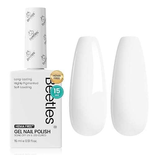 Beetles White Gel Polish - Hema-Free French Gel Nail Polish High Gloss Colors Soak Off Pure White Rhythm Nail Polish Nail Art Manicure Salon White Color Bottle | Soak Off Pure White Rhythm Nail Polish Nail Art Manicure Salon White Color Bottle - Image 1