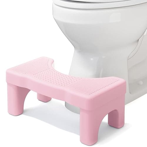 Pink Poop Stool Adult, 7" Toilet Stool Squat Adult, Potty Squatting Stool for Adults, Poop Stool for Bathroom, Toilet Foot Stool, Plastic Pooping Stools with Non-Slip Designs - 6.7inch (1 Pack) - Pink - Image 1