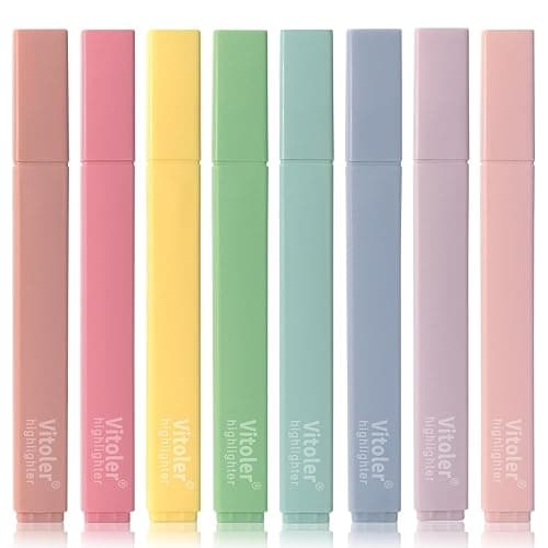 Vitoler Highlighters,8 Colors Chisel Tip Cute Highlighters,No Bleed Bible High lighters for Journaling Planner Notes School Supplies - Image 1