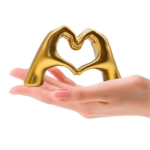 MinrzPet Home Decor, Gold Heart Hands Sculpture, Love Shack Fancy Decor, Decoraciones para Sala, Entry Way Table Home Decor, Gold Statue for Living Room, Bedroom, Office, Table, Bookshelf - Image 1