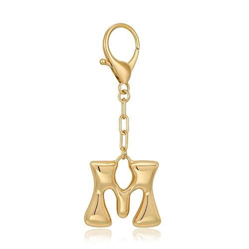 LILIE&WHITE Gold Bubble Initial Keychain For Women Handbag Charms Fashion Alphabet Keychain Accessories Gift - Image 1