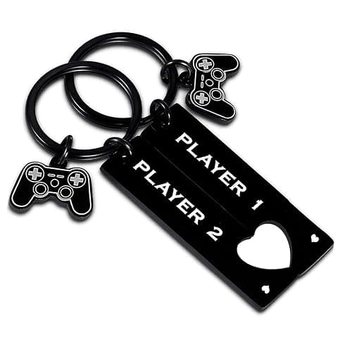 Nimteve 2PCs Funny Gamer Keyring Boyfriend Gifts from Girlfriend Matching Keychain Couple Gifts For Man Husband Fiance Gift from Wife Fiancee Valentine Birthday Anniversary - Image 1
