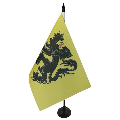 Flanders Table Flag 5'' x 8'' - Belgium - Flemish Desk Flag 21 x 14 cm - Black plastic stick and base - AZ FLAG - Image 1
