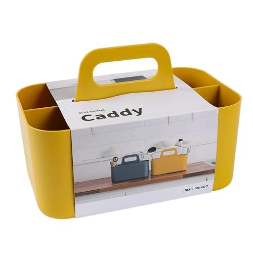 BLUE GINKGO Stackable Organizer Caddy – Korean-Made Portable Tote for Bathroom, Office, Crafts, or School Supplies (Rectangle, Yellow) - Image 1