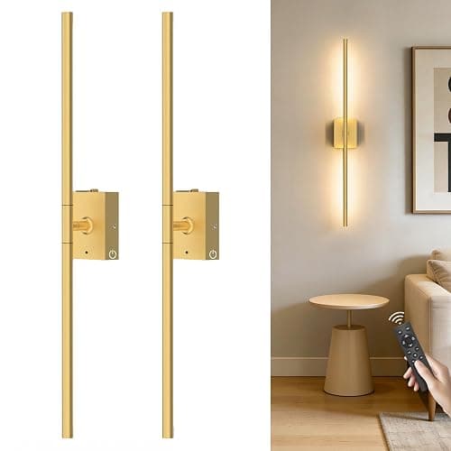 Battery Operated Wall Sconces Set of 2, 10000mAh Rechargeable Wall Lights with Remote, 360° Rotate 3000K-6000K LED Wireless Wall Light Fixtures Decor for Bedroom Living Room Hallway Picture Lighting - Image 1