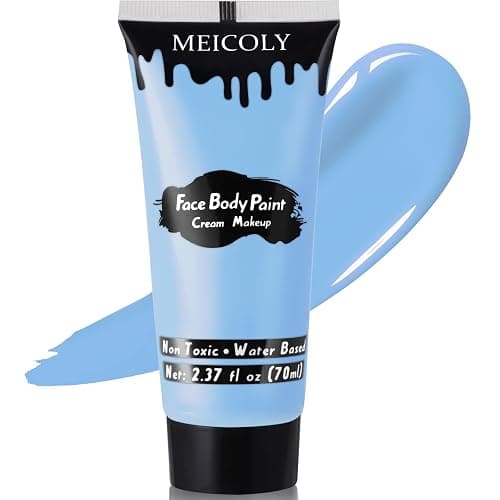 MEICOLY Light Blue Face Body Paint,Pale Baby Blue Face Paint Sadness for Halloween Corpse Bride Avatar Smurf Sally Cosplay Makeup,2.37Oz Large Tube Washable Body Paint for Adult and Kids - Image 1