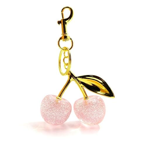 EYBDYB Cute Cherry Bag Charm – Sparkling Resin Purse Charm Keychain for Women, Accessories for Handbags, Backpacks & Keys - Pink - Image 1