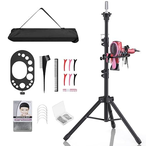 Relx Wig Stand Tripod - Adjustable Wig Head Stand with Tool Tray- Double Locking Mannequin Head Stand for Hairdressing Training(Mannequin Head Not Included) - Image 1
