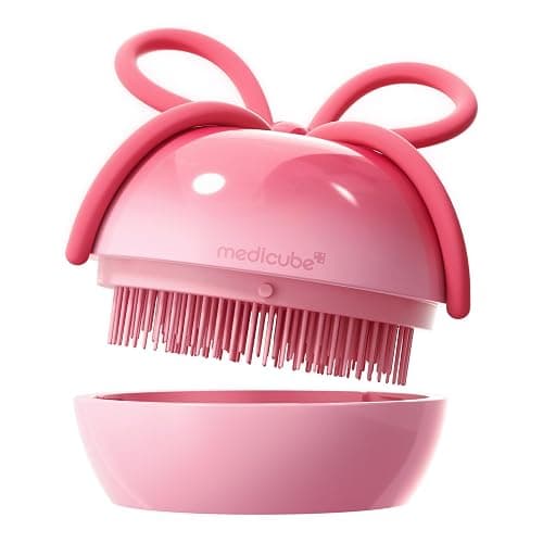medicube Ribbon Cherry Hair Brush, Detangler for Glass Hair, Pink | Gentle 4-Level Detangling Pins for Straight to Wavy Hair, Portable Brush with Cap, Korean Hair Care, Forevercherry Collab - Image 1