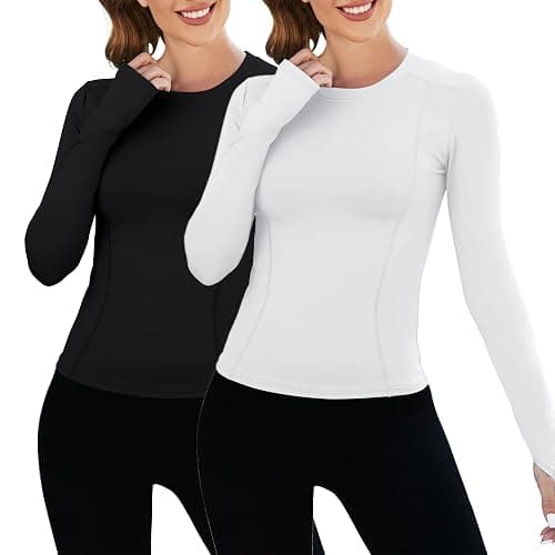 Loovoo Women Workout Shirts 1/2/3 Pack Athletic Compression Tee Dry Fit Yoga Gym Basic Tops - Image 1
