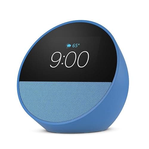 Amazon Echo Spot (newest model), Great for nightstands, offices and kitchens, Smart alarm clock with Alexa, Ocean Blue - Ocean Blue - Device only - Image 1