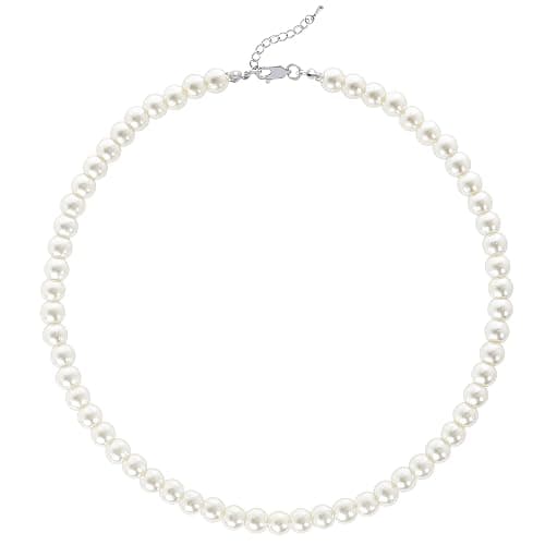 BABEYOND Collier Ras du Cou-Perles d'Imitation pour Femme Collier Court Rond Perle Simple pour Mariage Valentin Blanc - Image 1