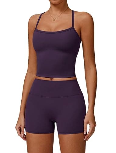 QBGJTD Two Piece Workout Sets For Women Tank Top Matching High Waist Booty Lifting Shorts Gym Yoga Active Wear Outfits - Image 1