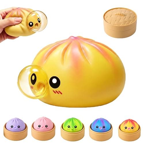 Colorful Yellow Squishy Dumplings Mystery Box,New Dumplings Squishys Blow Bubbles,Toy Dumplings Stress Balls Fidget Sensory Balls,Rainbow Dumplings,Cute Anxiety Relief Fidget - Image 1