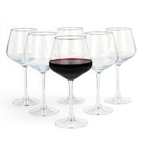 Amazon Basics Stemmed Red Wine Glasses, 6-Piece Set, 592ml, Dishwasher-Safe - Image 1