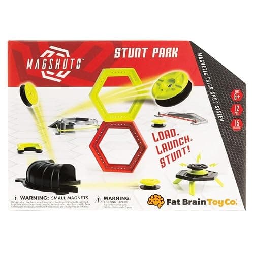 Fat Brain Toys Magshuto Stunt Park, Trick Shot System, Magnet Toys Skill Disc Launch Set, Magnet Game for Kids and Tweens - Image 1