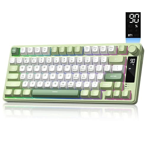 Womier DK75 75% Wireless Gaming Keyboard, RGB Backlit Creamy Keyboard with Media Knob, OLED Screen, Tri-Mode 2.4GHz/USB-C/BT5.0, Anti-Ghosting No-Conflict Silent Membrane Keyboard for MAC Windows - Image 1