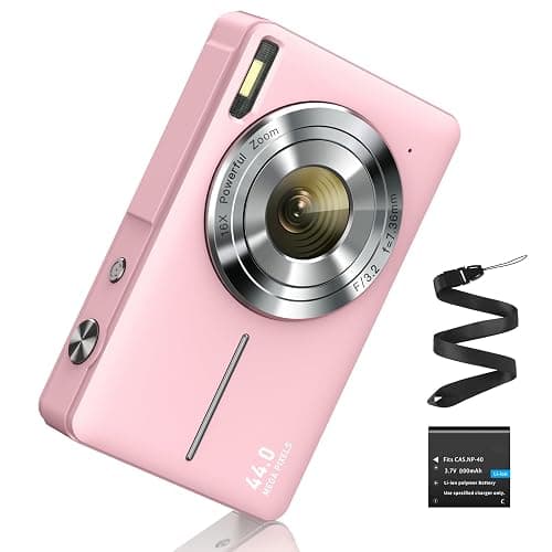 CAMKORY Digital Camera 1080P 44MP FHD Compact Digital Camera 16X Digital Zoom Anti-shake Vlogging Camera for Students Seniors Beginner Pink - Image 1