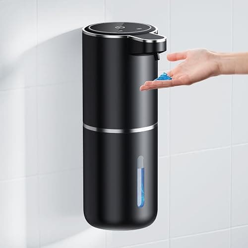 Amyzavls Seifenspender Automatisch,380ml Elektrischer Wandmontage Berührungsloser Automatische Seifenspender,USB wiederaufladbar mit Infrarot Bewegungssensor für Bad,Küche, Büro Schwarz - Image 1