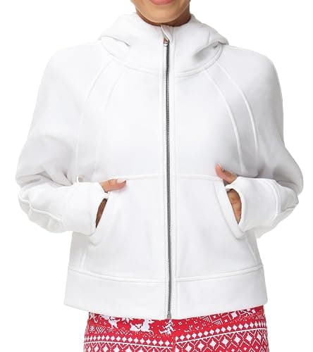THE GYM PEOPLE Women's Full-Zip Up Hoodies Jacket Fleece Workout Crop Tops Sweatshirts with Pockets Thumb Hole - Image 1