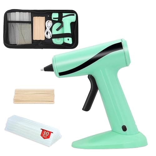 Glue Gun Cordless Rechargeable with 30 Glue Sticks, Hot Glue Gun and Sticks Set Fast Preheating Hot Melt for School Crafts DIY Arts and Quick Home Repairs - Image 1