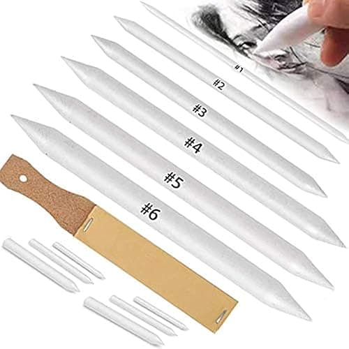 N NOROCME 12 PCS Blending Stumps and Tortillions Paper Art Blenders with Sandpaper Pencil Sharpener Pointer for Student Artist Charcoal Sketch Drawing Tools - Image 1