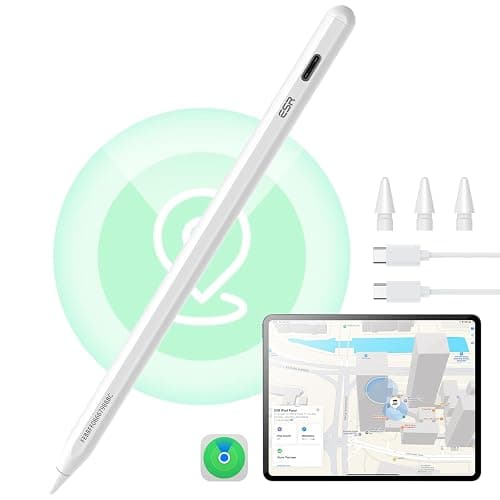 ESR Geo Digital iPad Pencil Findmy Compatible with Apple iPad 2018-2025,with Easy Shortcuts for Apple iPad A16/10/9/8 & Air 13/11 & Pro 12.9/13/11 & Mini 7/6/5,White(No Wireless Charging) - Image 1
