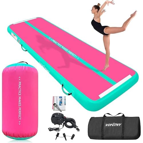 VOFiTNY Inflatable Gymnastics Air mat Tumbling Track with Air Barrel Octagon Mat with Pump for Home/Gym - Image 1
