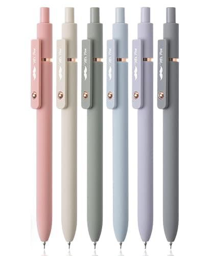 Mr. Pen- Retractable Gel Pens with Rose Gold Ring and Ball, 6 Pack, Morandi Barrels, Japanese Black Gel Pens, Fast Dry, Fine Point 0.5mm - Image 1