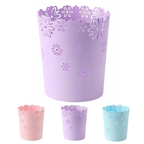 ASFUSS Mini Wastebasket Small Purple Trash can Office Plastic Garbage Can for Bathroom Vanity Desktop Office or Living Room (Purple, Medium) - Image 1