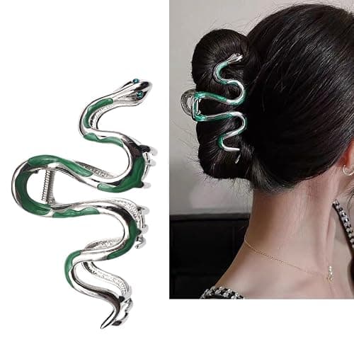 Fashionable Green Snake Design Metal Hair Claws Non Slip 4.3" Big Hair Claws Clips Halloween Gothic Women Girls Hair Accessories - Image 1