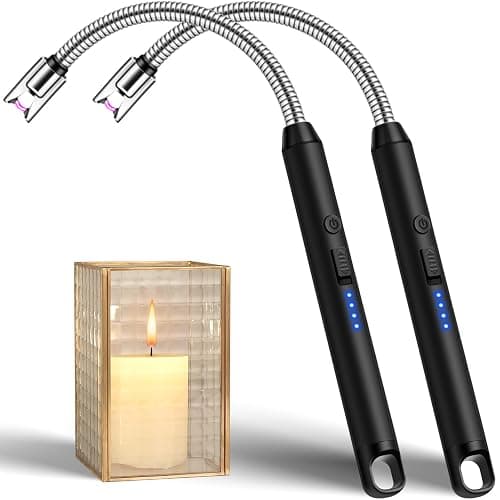 LcFun 2 Pack Candle Lighter Windproof USB C Rechargeable Electric Lighters with 360° Flexible Neck & Safety Lock, Windproof Flameless Long Lighters Matches for Candle, Grill, BBQ, Camping, Gas Stoves - Image 1