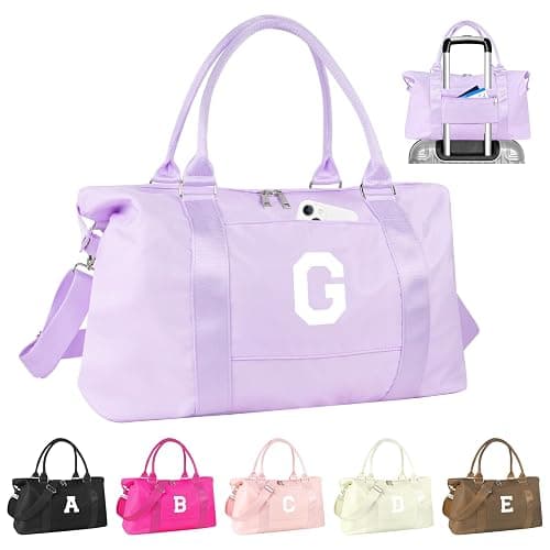Daughter Niece Gifts for Teen Girl Kids, Initial Travel Duffel Bag Sports Gym Bag Personalized Gifts Weekender Bag,Monogram Overnight Bag Cute Dance Bag Birthday Bridesmaid Gifts for Women(Purple, G) - Image 1