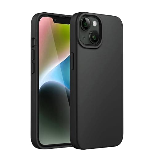 Compatible with iPhone 14 Case 6.1", Slim Liquid Silicone 3 Layers Full Covered Soft Gel Rubber Case Cover 6.1 inch-Black - Image 1