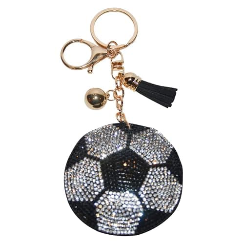 Popfizzy Rhinestone Accessories for Women - Car Keys Keychain Charm, Purse Charms - Soccer Ball (Gold) - Image 1
