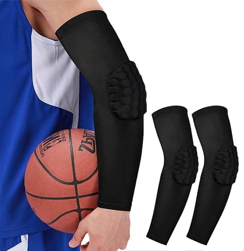 2 Pack Basketball Arm Sleeves Football Arm Sleeves Volleyball Arm Sleeves, Honeycomb Anti Collision Padded Arm Sleeve - Image 1