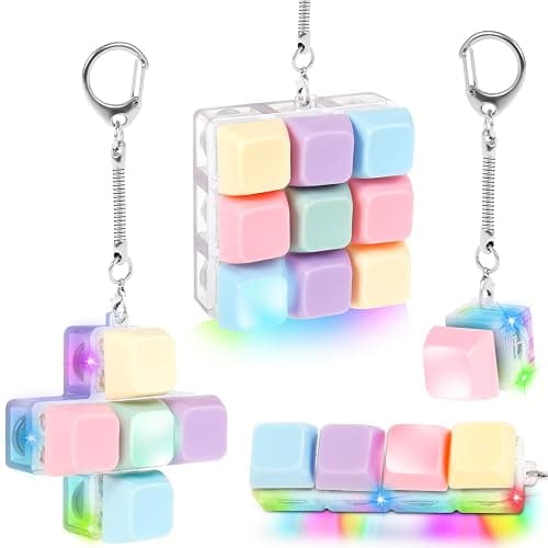 4 Pcs Adult Keyboard Clicker Toys, Portable Mechanical Keyboard Keychain Toy, Decompression Toys, Funny Cube Key Button Stress Relief for Adults Present to Relief Pass Time - Image 1