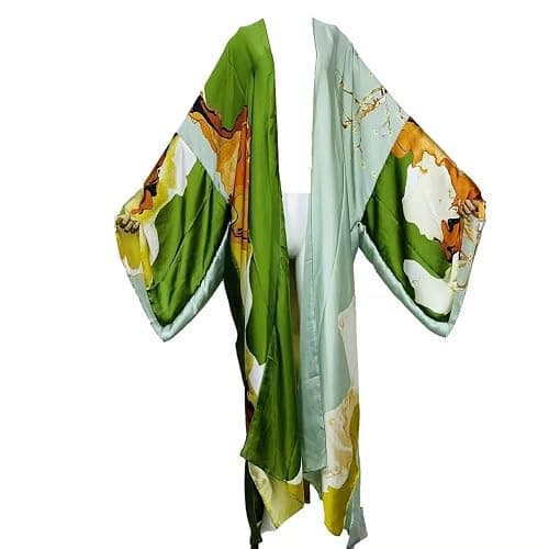 Summer Silk Feeling Women Bikini Sweet kimono Cardigan Stitch Cocktail sexcy Boho African Holiday Batwing SleeveRobe Kaftan - Image 1