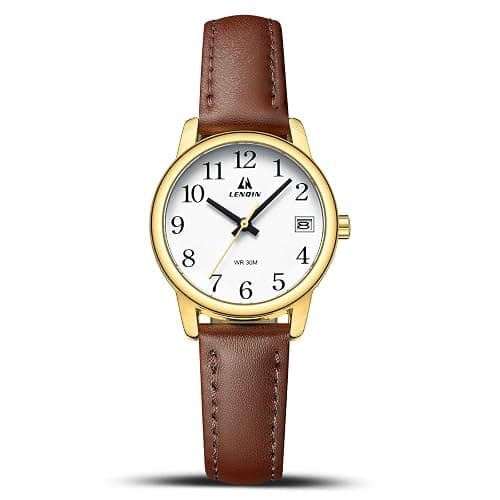 LN LENQIN Ladies Watches Analog Quartz Watch for Women Waterproof Women's Wrist Watches Easy Reader Womens Watch with Leather Strap - Image 1