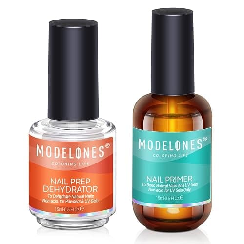 Modelones Nail Primer, 2PCS Professional Natural Nail Prep Dehydrate & Bond Primer, Superior Bonding for Gel Nail Polish 15ml - Image 1