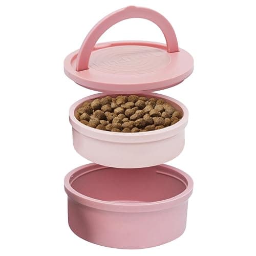 KindTail Dog Travel Bowls - Set of 2 Portable Pet Food & Water Dishes with Lid & Handle - Each Nesting Container Includes a Non-Slip Silicone Base - Microwave & Dishwasher Safe - BPA & Toxin-Free - Image 1