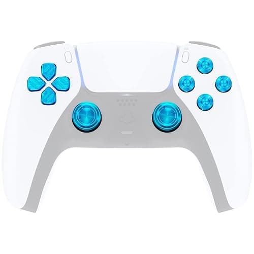 eXtremeRate Blue Metal Thumbsticks Dpad ABXY Buttons for PS5 Controller, Custom Replacement Aluminum Analog Thumb Sticks & Action Buttons & Direction Keys - NO Controller - Image 1