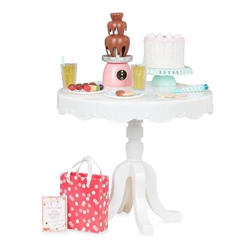 Our Generation 18-Inch Doll Birthday Party Set, Party Time Accessory | Birthday table set with cake, chocolate fountain, tableware, party accessories, and invitation card for 18-inch, 3+ Years - Image 1