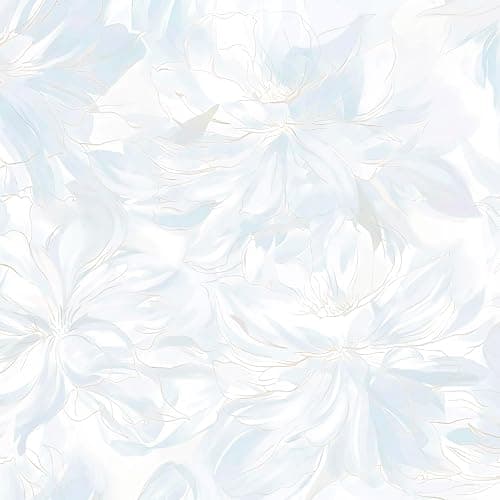 Dimoon 197"x17.3" Peel and Stick Wallpaper Blue Floral Boho Cute Contact Paper Light Blue Girly White Flower Wallpaper Removable Dorm Girls Wall Paper Self Adhesive Modern Kitchen Bedroom Vinyl Roll - Image 1