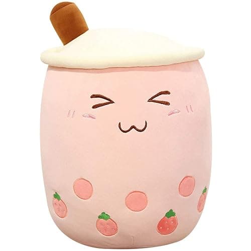 VHYHCY Cute Stuffed Boba Plush Bubble Tea Plushie Pillow Milk Cup Food Plush, Soft Kawaii Hugging Toys Gifts for Kids(Pink, 9.4 inch) - Pink - Small(9.4 inch) - Image 1