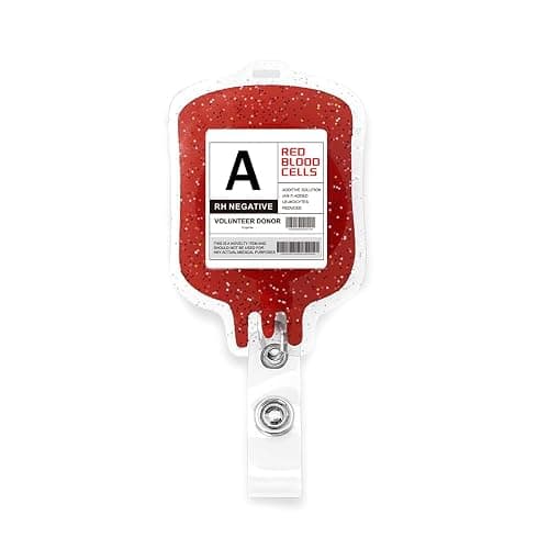 SUQIKMX Unique Blood Bag Shape Badge Reel Clip Business Card Holder Acrylic Material Great for Nurses Doctors and Hospital Staff (A) - Image 1